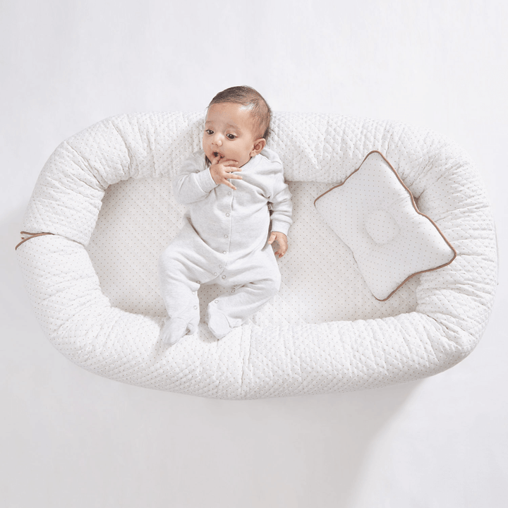 Annasimona Kids White &amp; Brown Polka Dot Newborn Baby Nest - White