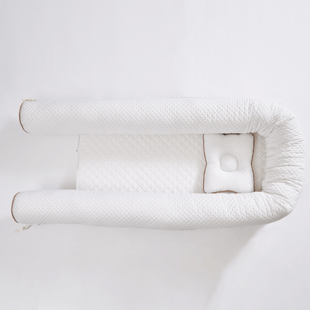 Annasimona Kids White &amp; Brown Polka Dot Newborn Baby Nest - White