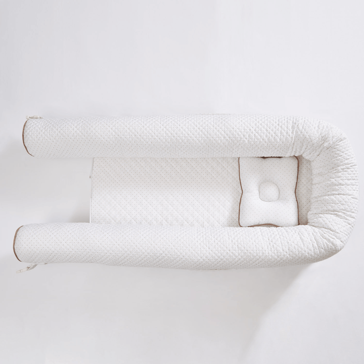 Annasimona Kids White &amp; Brown Polka Dot Newborn Baby Nest - White