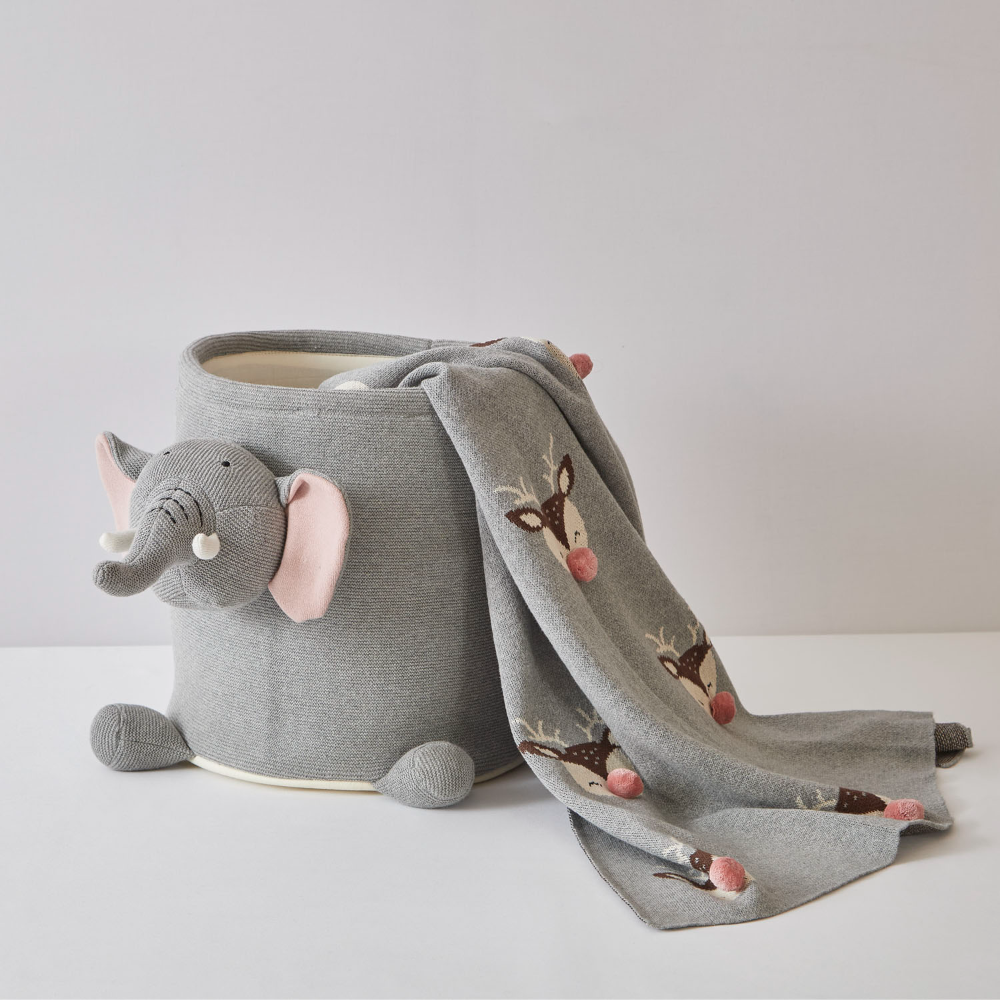 Annasimona Kids Cotton Knitted Bunny Toy Basket