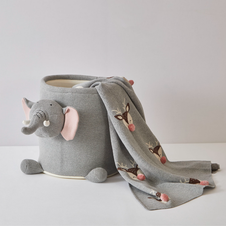 Annasimona Kids Cotton Knitted Bunny Toy Basket