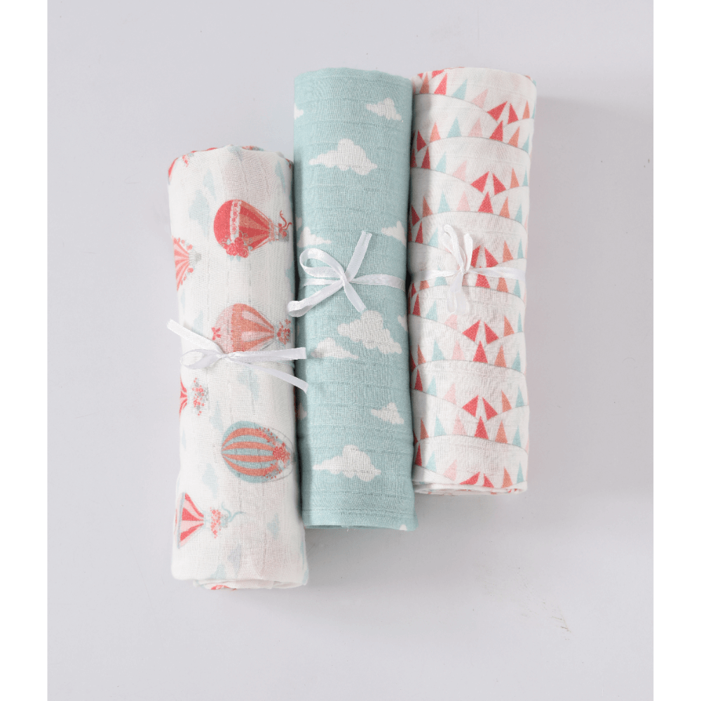 Annasimona Kids Muslin Swaddles Collection – Set of Three (Designs &amp; Patterns)