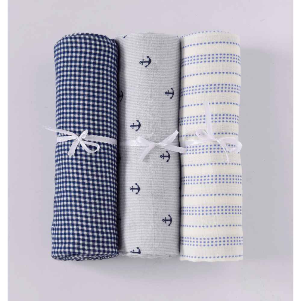 Annasimona Kids Muslin Swaddles Collection – Set of Three (Designs &amp; Patterns)