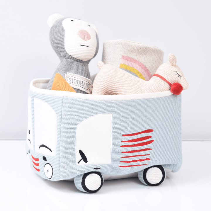 Annasimona Kids Cotton Knitted Bunny Toy Basket