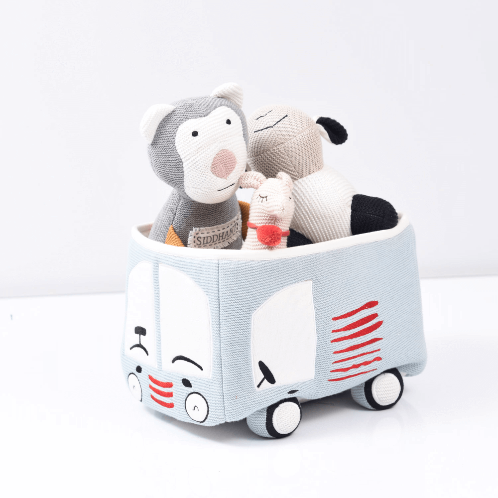 Annasimona Kids Cotton Knitted Bunny Toy Basket