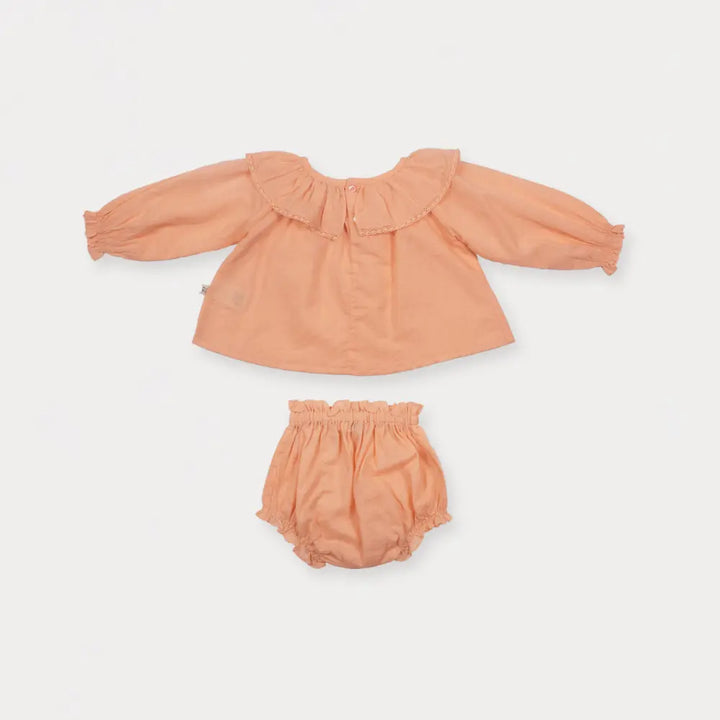 Early Sunday Daisy Baby Blouse &amp; Bloomer Set For Girls - Dusty Pink