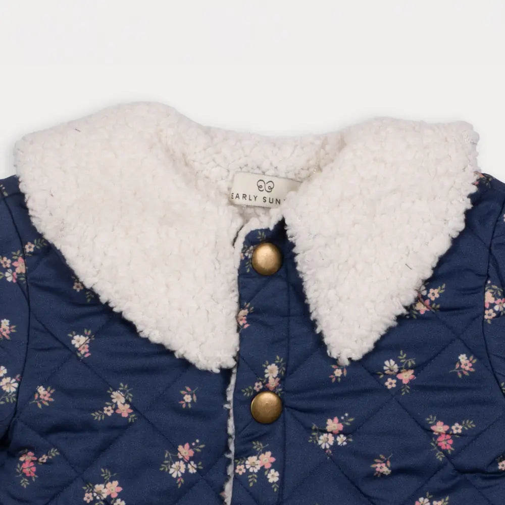 Early Sunday Molly Baby Quilted Jacket For Girls - Ditsy Bouquet Navy