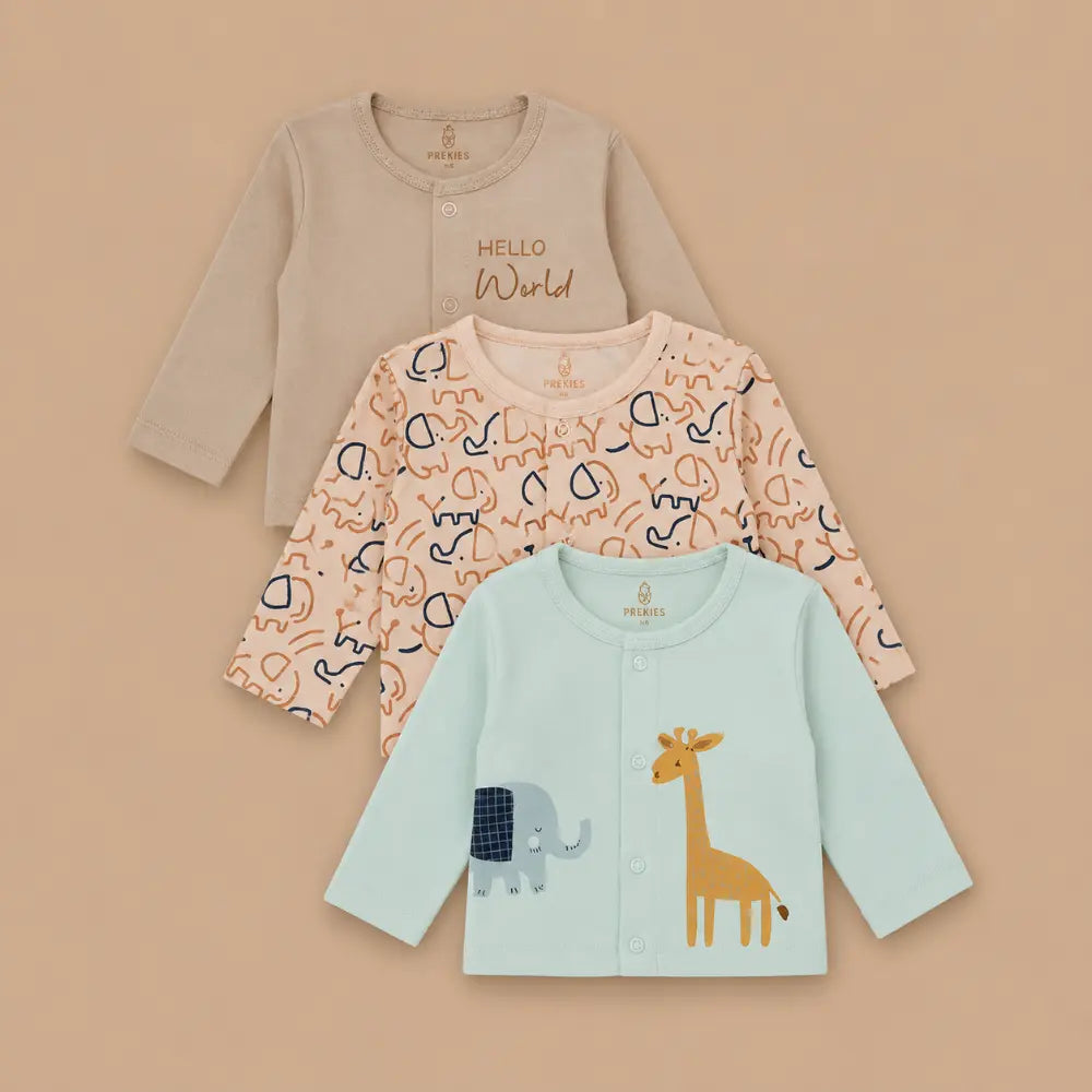 Prekies Cotton Jhablas Elephant Print - Multi (Set of 3)