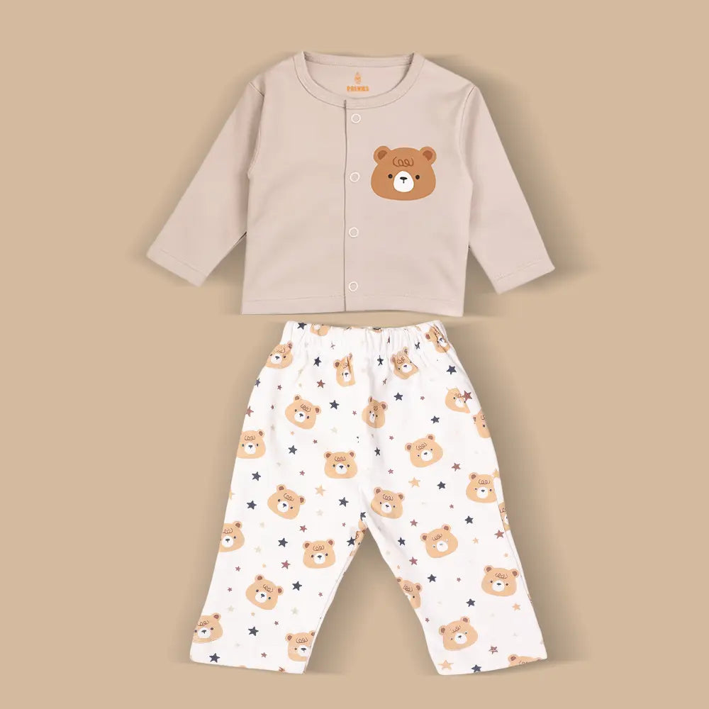 Prekies Newborn Clothing Set Teddy Print - Beige