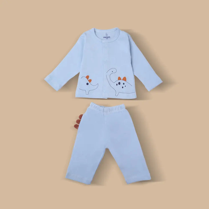 Prekies Newborn Clothing Set Dino Print - Light or Sky Blue