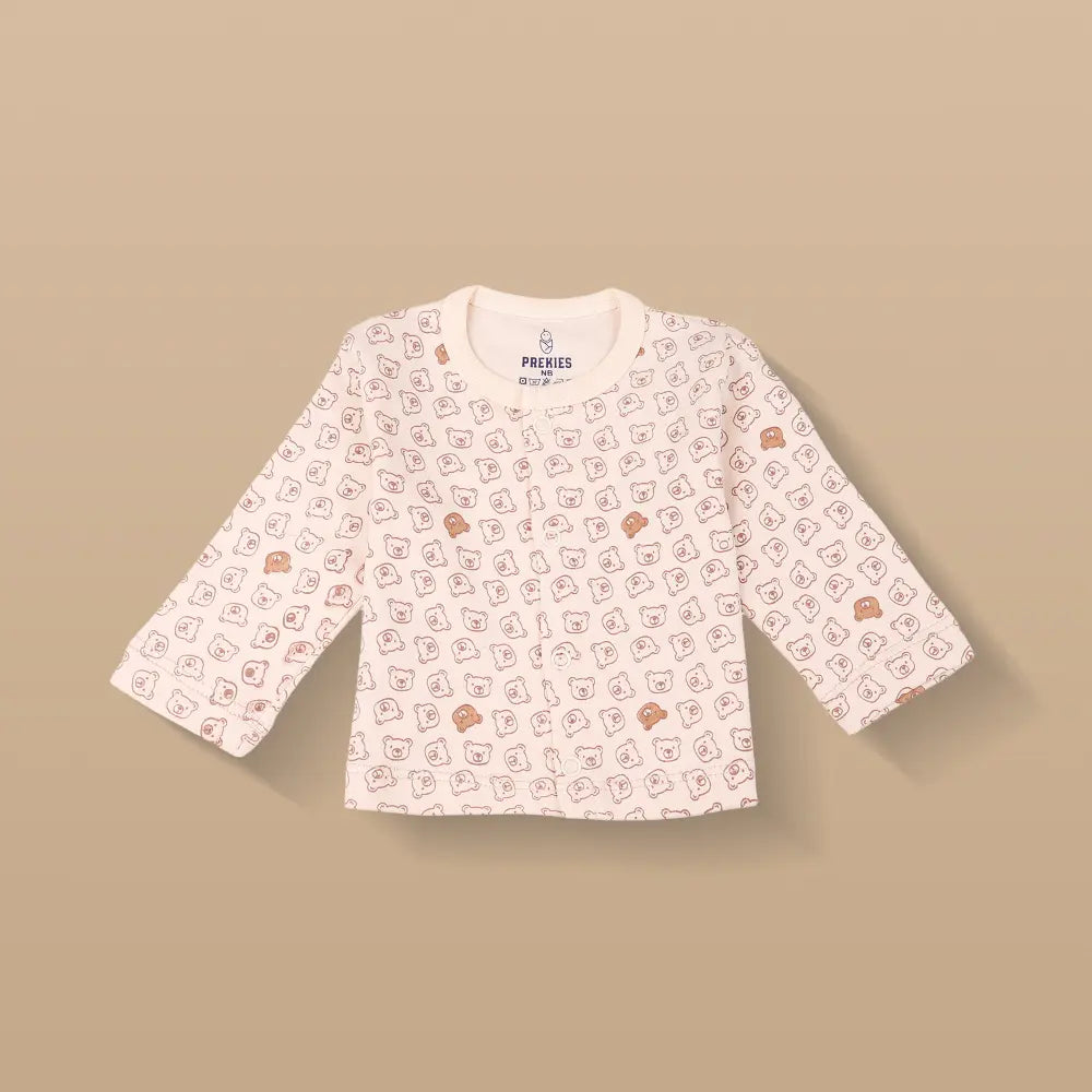 Prekies Cotton Jhablas Bear Print - Olive Green &amp; Peach (Set of 3)