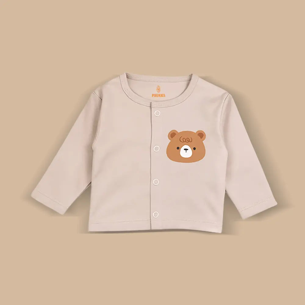 Prekies Newborn Clothing Set Teddy Print - Beige