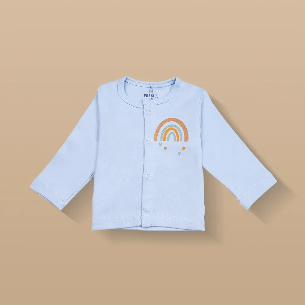 Prekies Cotton Jhablas Rainbow Print - Peach &amp; Blue (Set of 3)