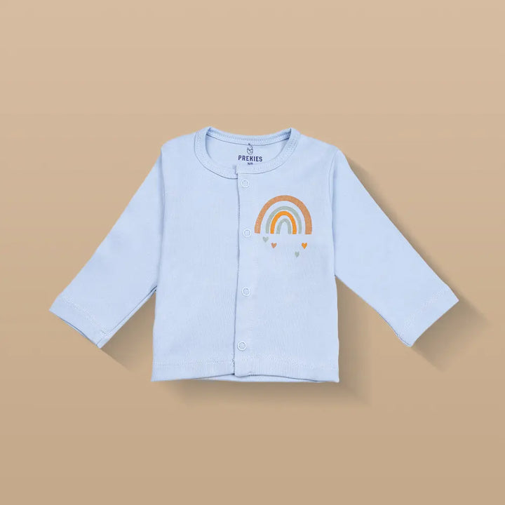 Prekies Cotton Jhablas Rainbow Print - Peach &amp; Blue (Set of 3)