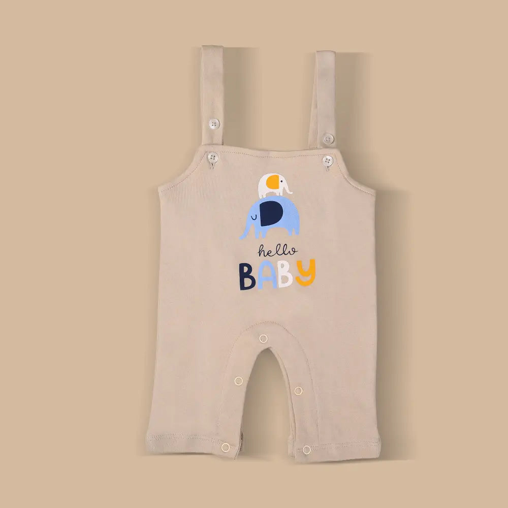 Prekies Newborn Cotton Dungaree Set Elephant &amp; Lion Print - Multi