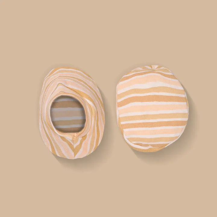 Prekies Newborn Cotton Cap, Mittens &amp; Booties Set Stripes Print - Peach
