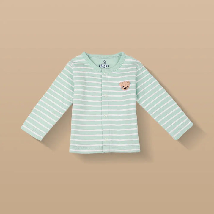 Prekies Cotton Jhablas Bear Print - Olive Green &amp; Peach (Set of 3)
