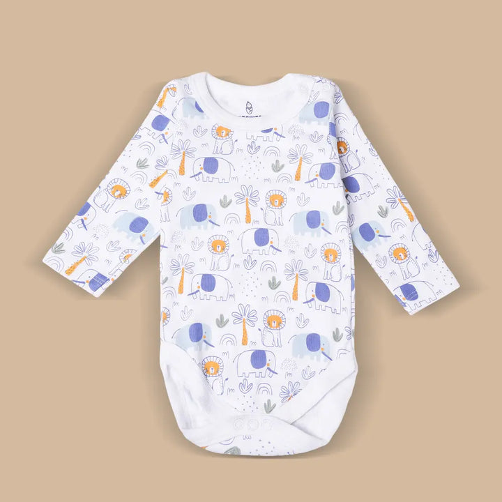 Prekies Newborn Cotton Dungaree Set Elephant &amp; Lion Print - Multi
