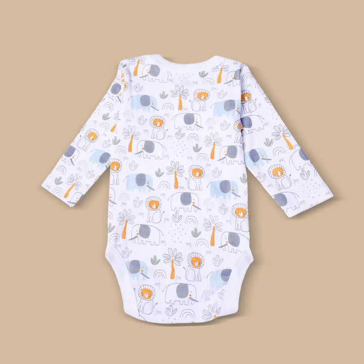 Prekies Newborn Cotton Dungaree Set Elephant &amp; Lion Print - Multi