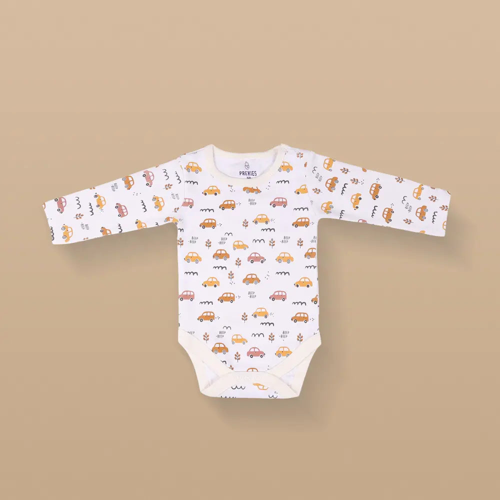 Prekies Cotton Onesies Car Print - Multi (Set of 3)