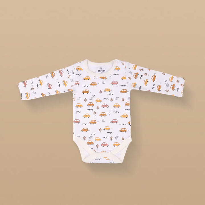 Prekies Cotton Onesies Car Print - Multi (Set of 3)