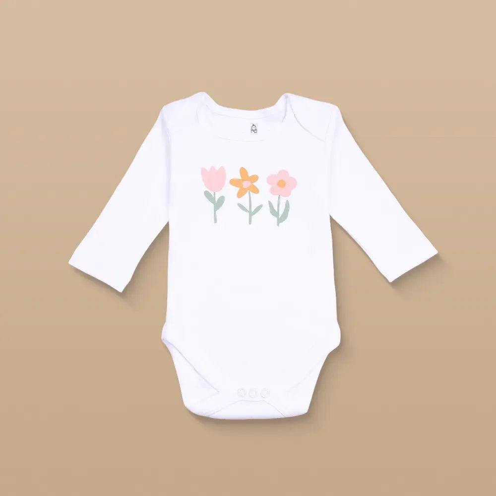 Prekies Cotton Onesies Flower Print - Multi (Set of 3)