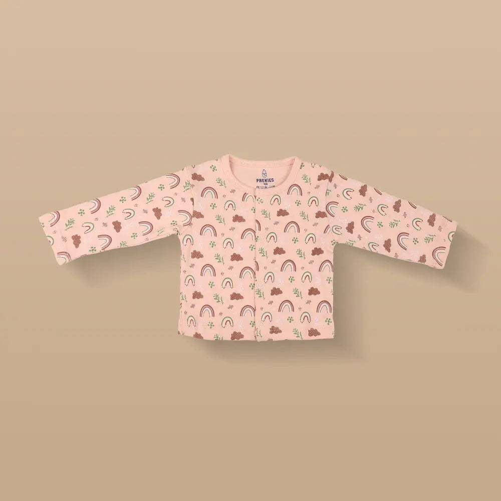 Prekies Cotton Jhablas Rainbow Print - Peach &amp; Blue (Set of 3)