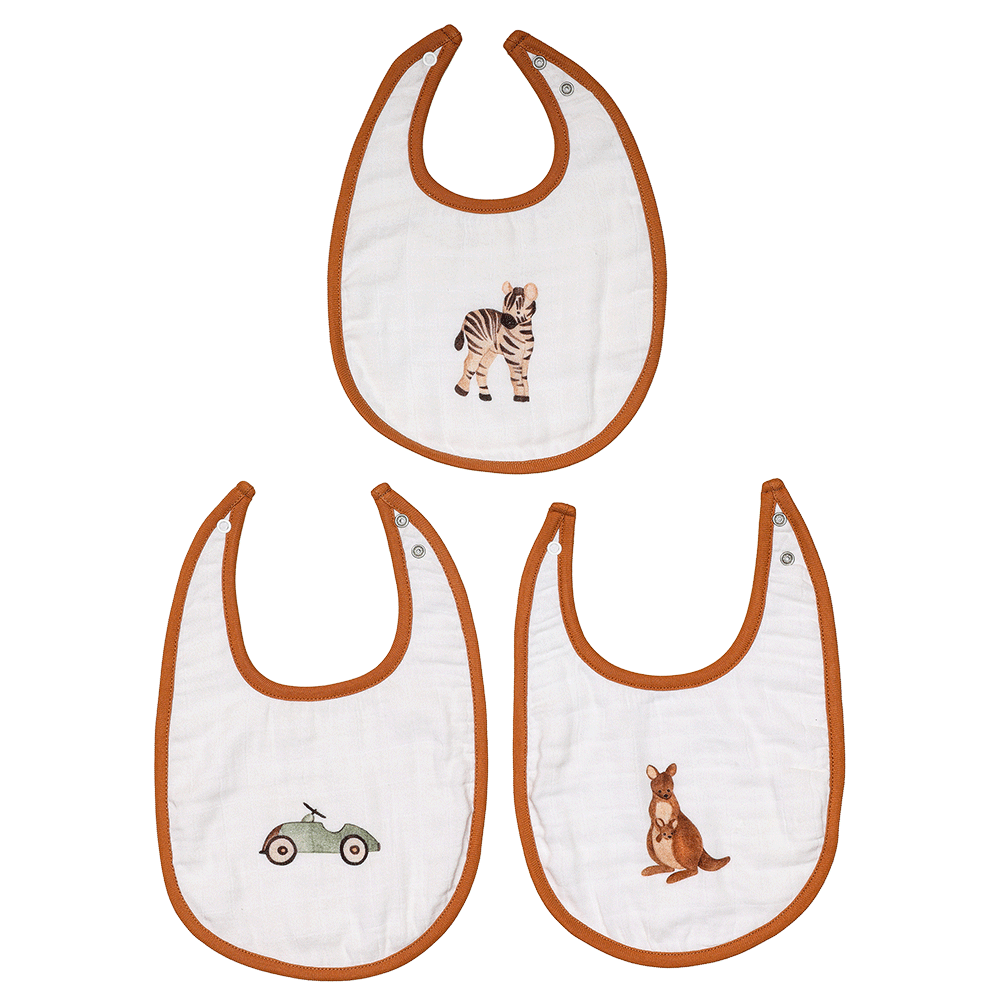 Cugo Bamboo Cotton Muslin Bibs (Pack of 3)