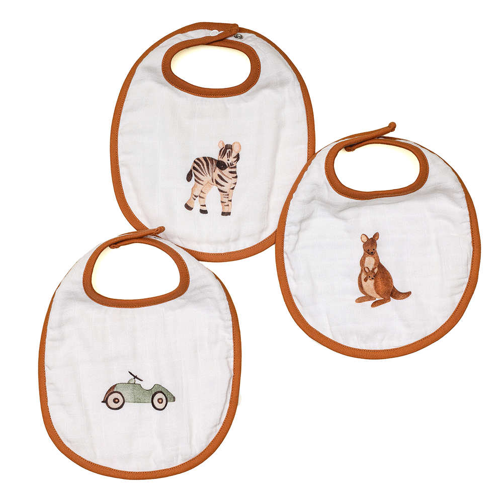 Cugo Bamboo Cotton Muslin Bibs (Pack of 3)