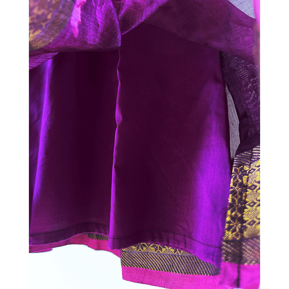 Love The World Today Anagha Handwoven Cotton Silk Pleated Festive Infant Dress - Purple