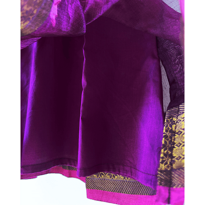 Love The World Today Anagha Handwoven Cotton Silk Pleated Festive Infant Dress - Purple