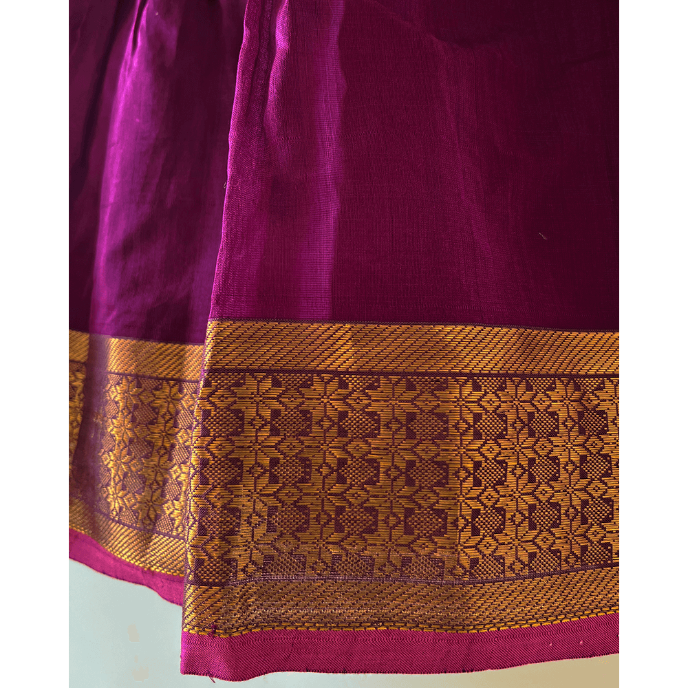 Love The World Today Anagha Handwoven Cotton Silk Pleated Festive Infant Dress - Purple