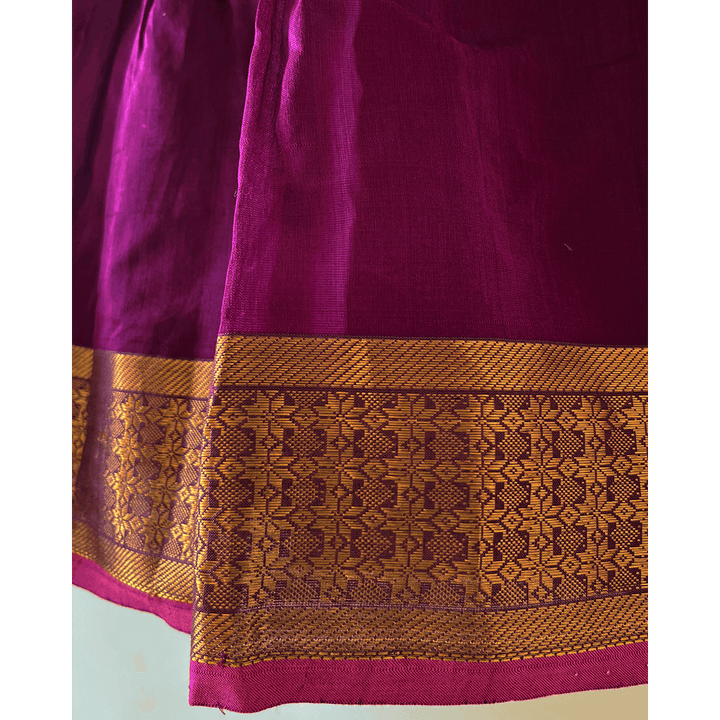 Love The World Today Anagha Handwoven Cotton Silk Pleated Festive Infant Dress - Purple