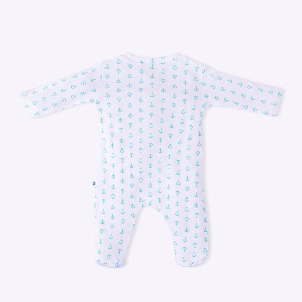 Cotton Bug Pyjama Romper - Anchor