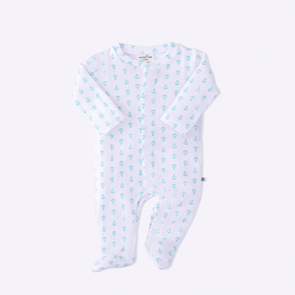 Cotton Bug Pyjama Romper - Anchor