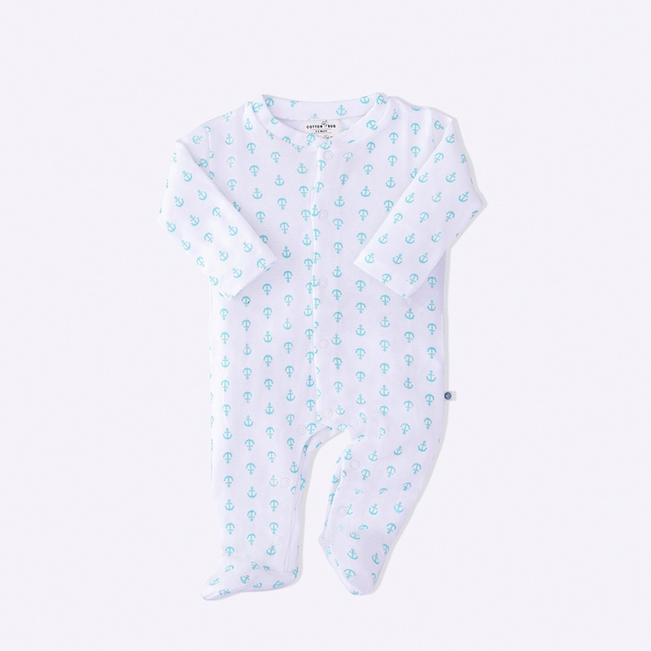 Cotton Bug Pyjama Romper - Anchor