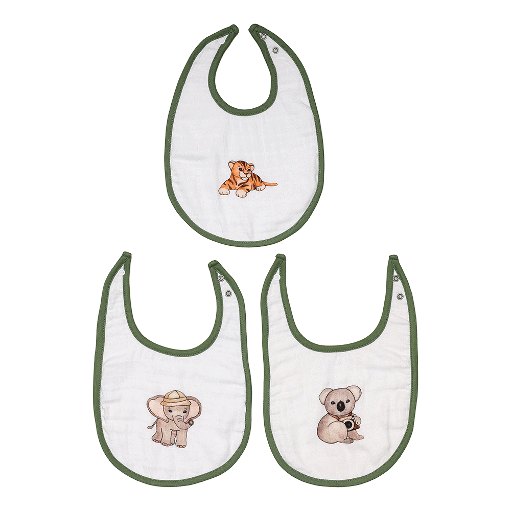 Cugo Bamboo Cotton Muslin Bibs (Pack of 3)