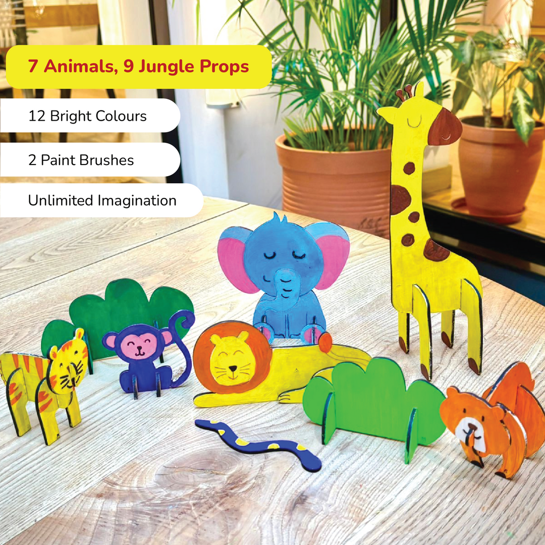 Shumee 3D Wooden Animal Art &amp; Craft Kit (3+ Years) | Rakhi Gift for Sister Kids