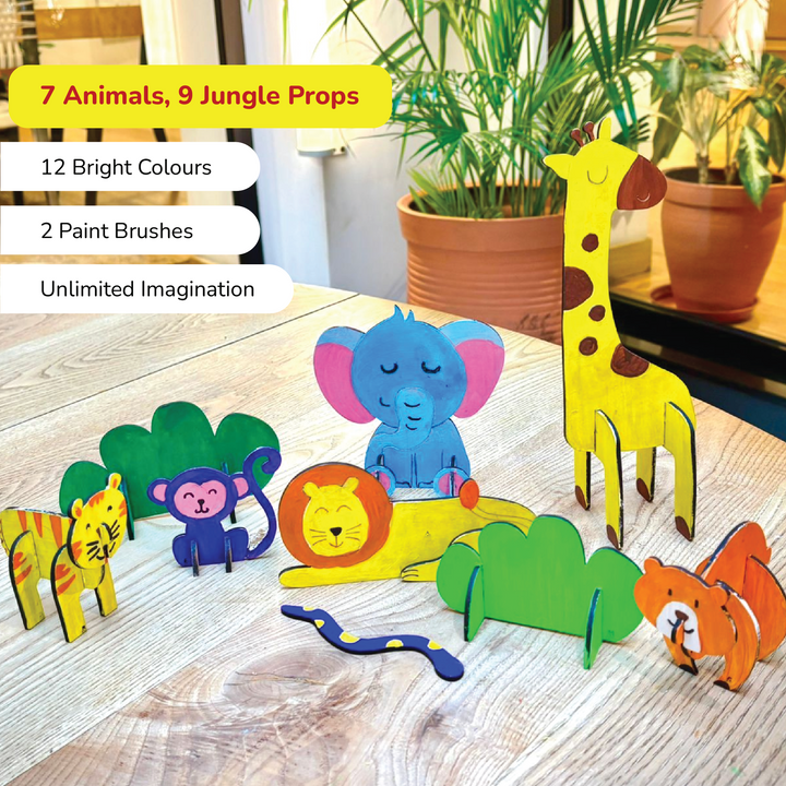 Shumee 3D Wooden Animal Art &amp; Craft Kit (3+ Years) | Rakhi Gift for Sister Kids
