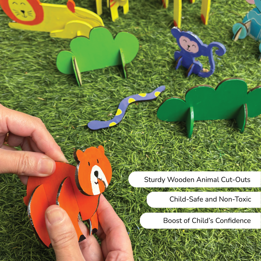 Shumee 3D Wooden Animal Art &amp; Craft Kit (3+ Years) | Rakhi Gift for Sister Kids
