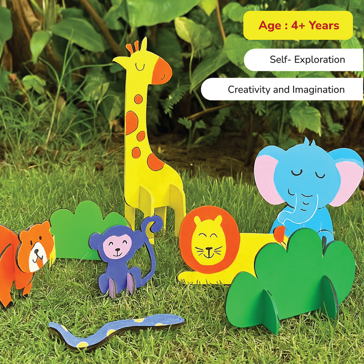 Shumee 3D Wooden Animal Art &amp; Craft Kit (3+ Years) | Rakhi Gift for Sister Kids