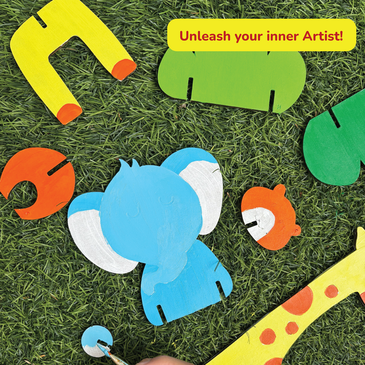 Shumee 3D Wooden Animal Art &amp; Craft Kit (3+ Years) | Rakhi Gift for Sister Kids
