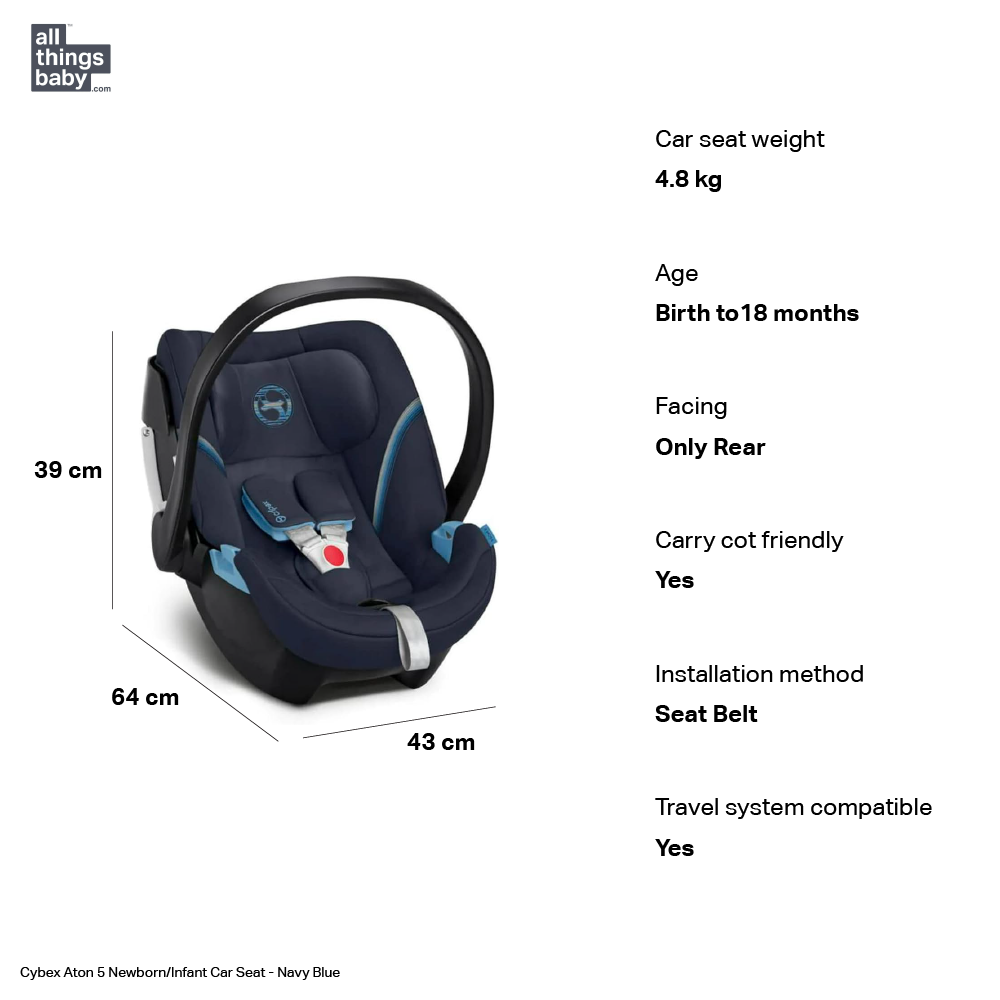 Aton 5 Newborn/Infant Car Seat - Navy Blue