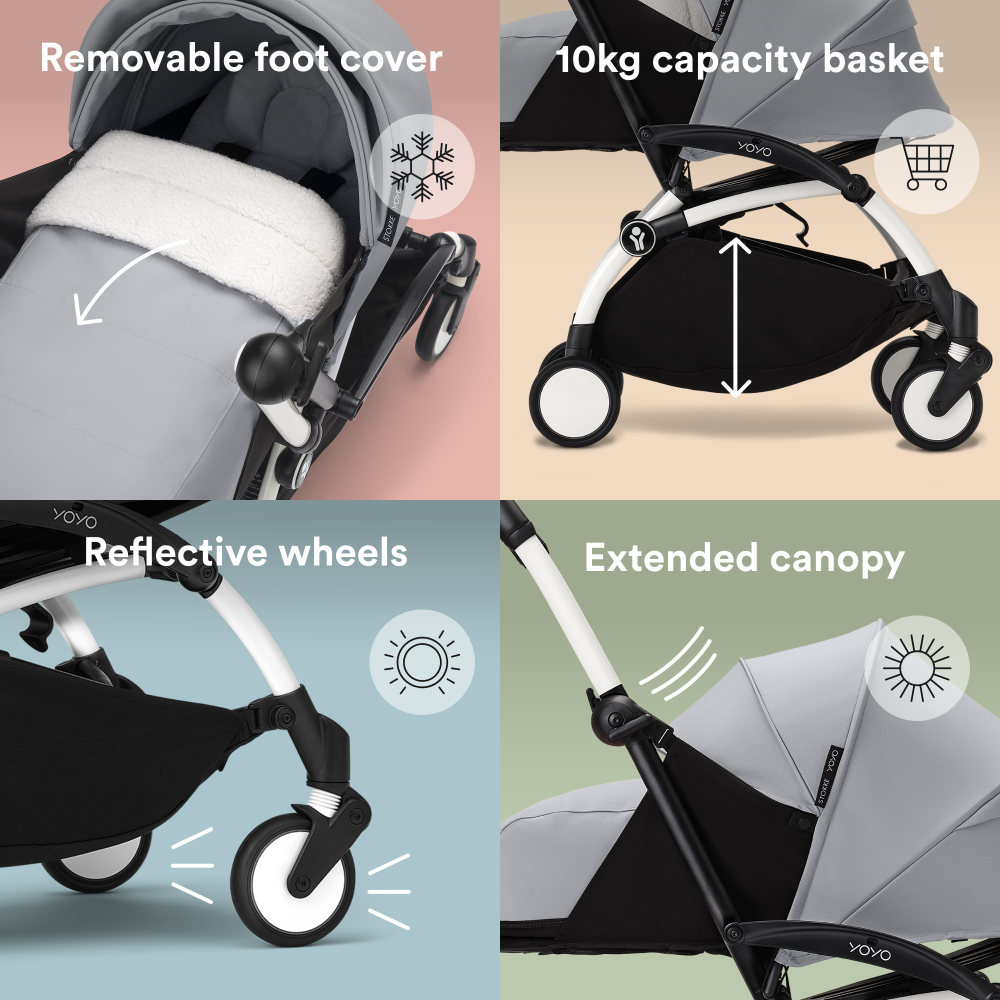 YOYO³ Stroller White frame with 0+ newborn pack