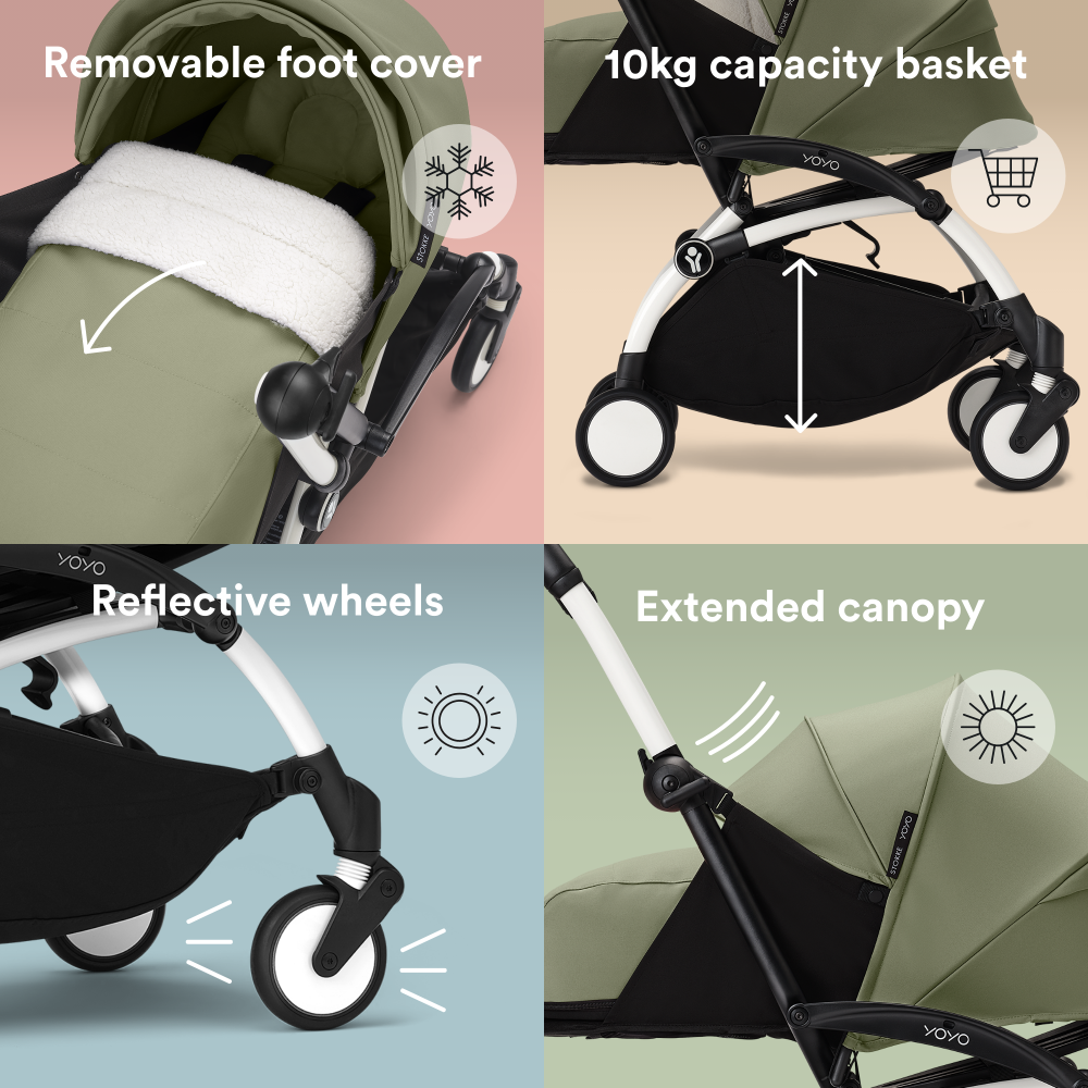 YOYO³ Stroller White frame with 0+ newborn pack