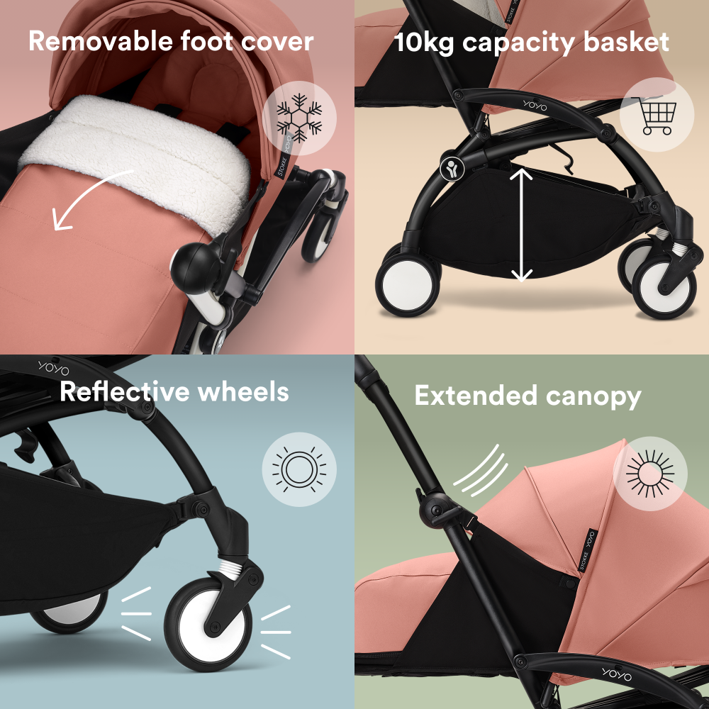 YOYO³ Stroller Black frame with 0+ newborn pack