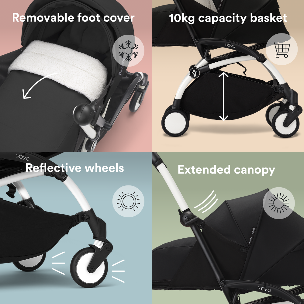 YOYO³ Stroller White frame with 0+ newborn pack