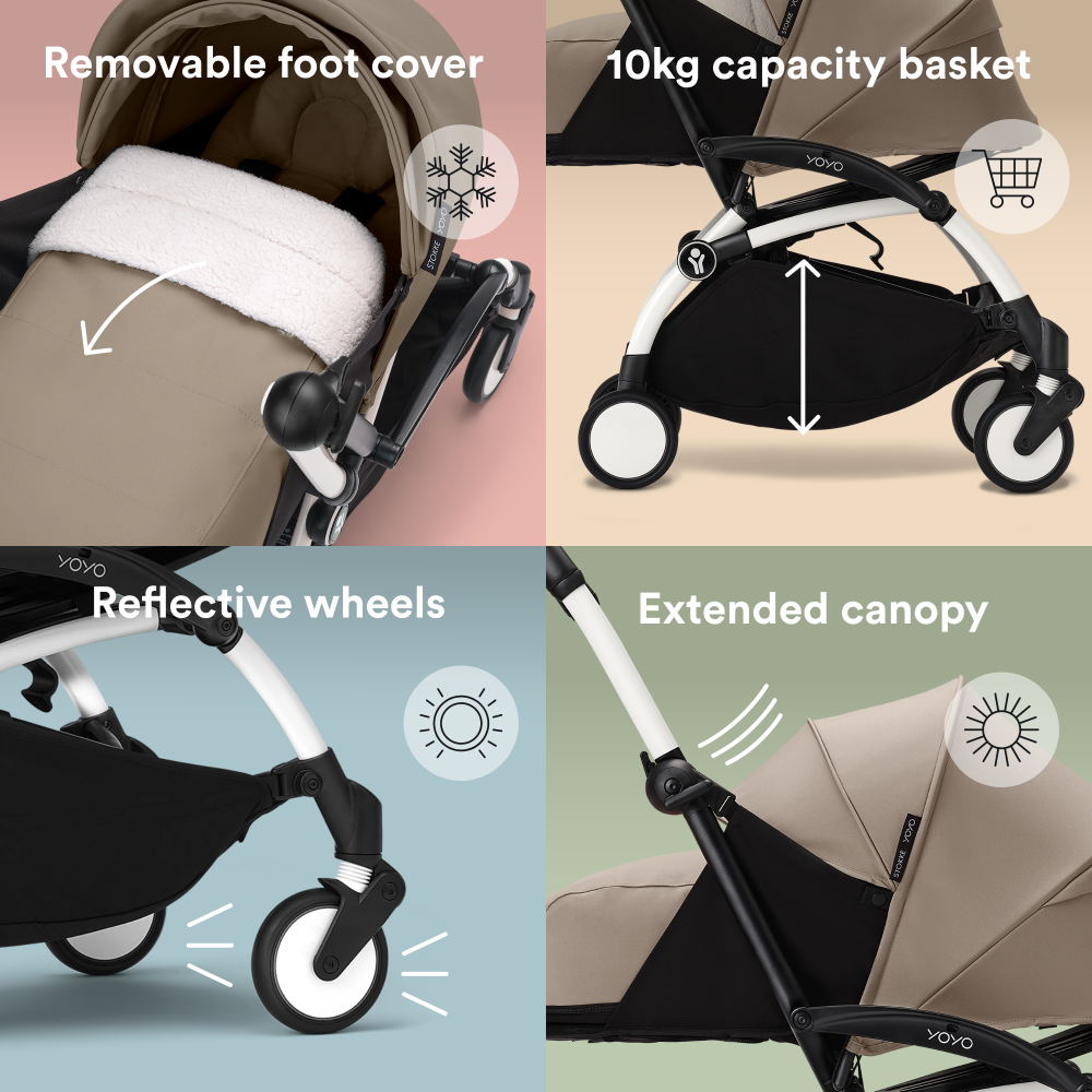 YOYO³ Stroller White frame with 0+ newborn pack