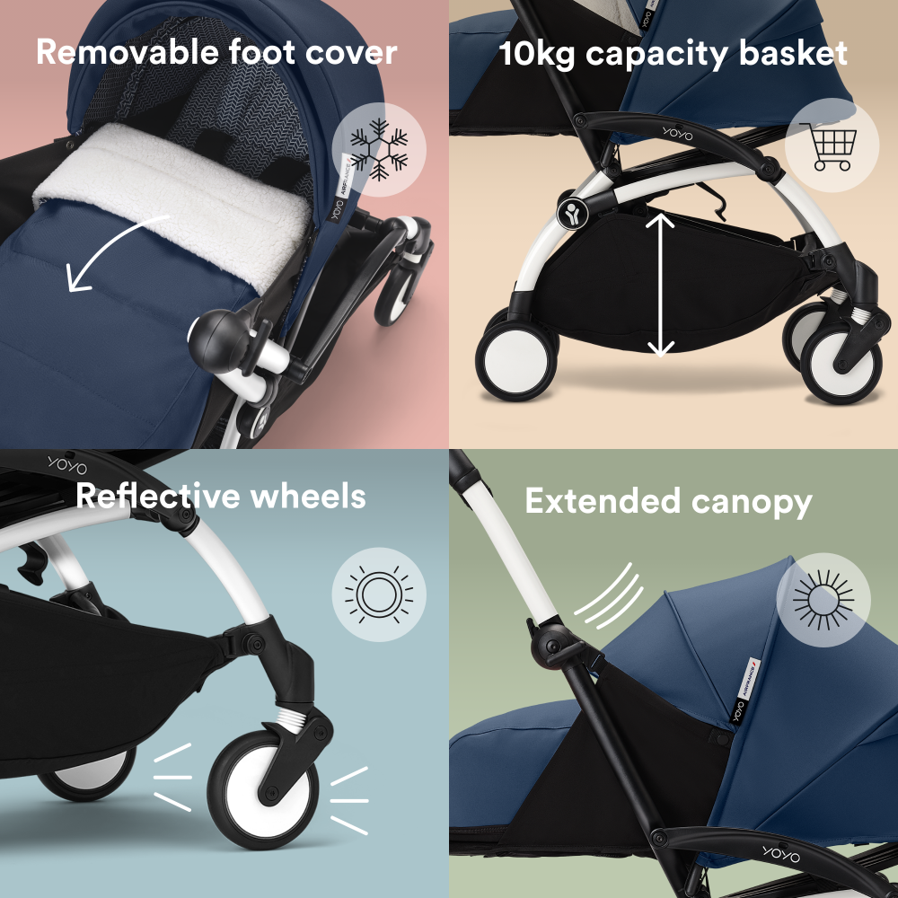 YOYO³ Stroller White frame with 0+ newborn pack