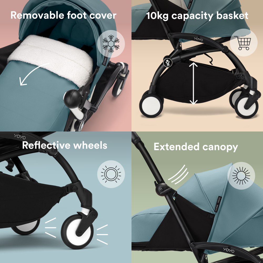 YOYO³ Stroller Black frame with 0+ newborn pack